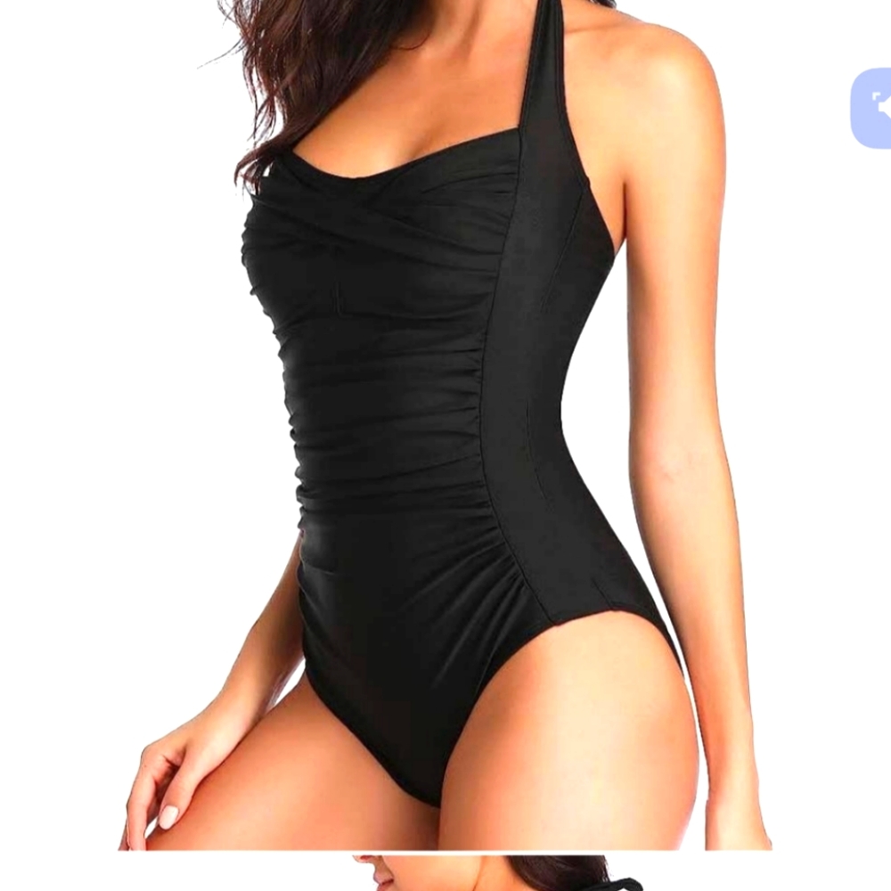 Smismivo  Black Retro Rushed Black One Piece Swimsuit (small)